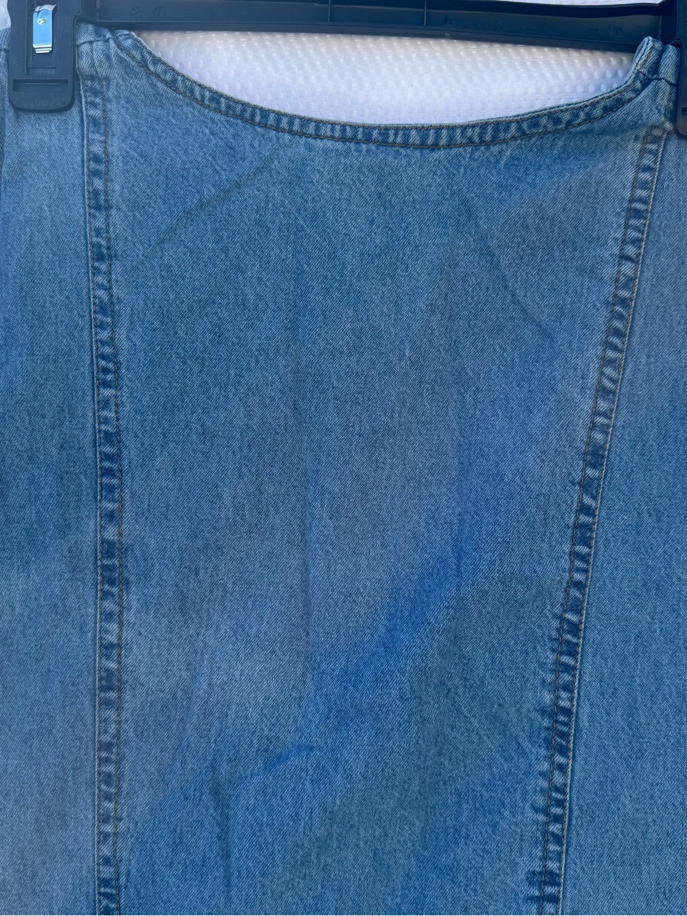 Vintage Jane Ashley Denim Jumper Dress L Floral Embroidered Button Front Flawed - Picture 8 of 12